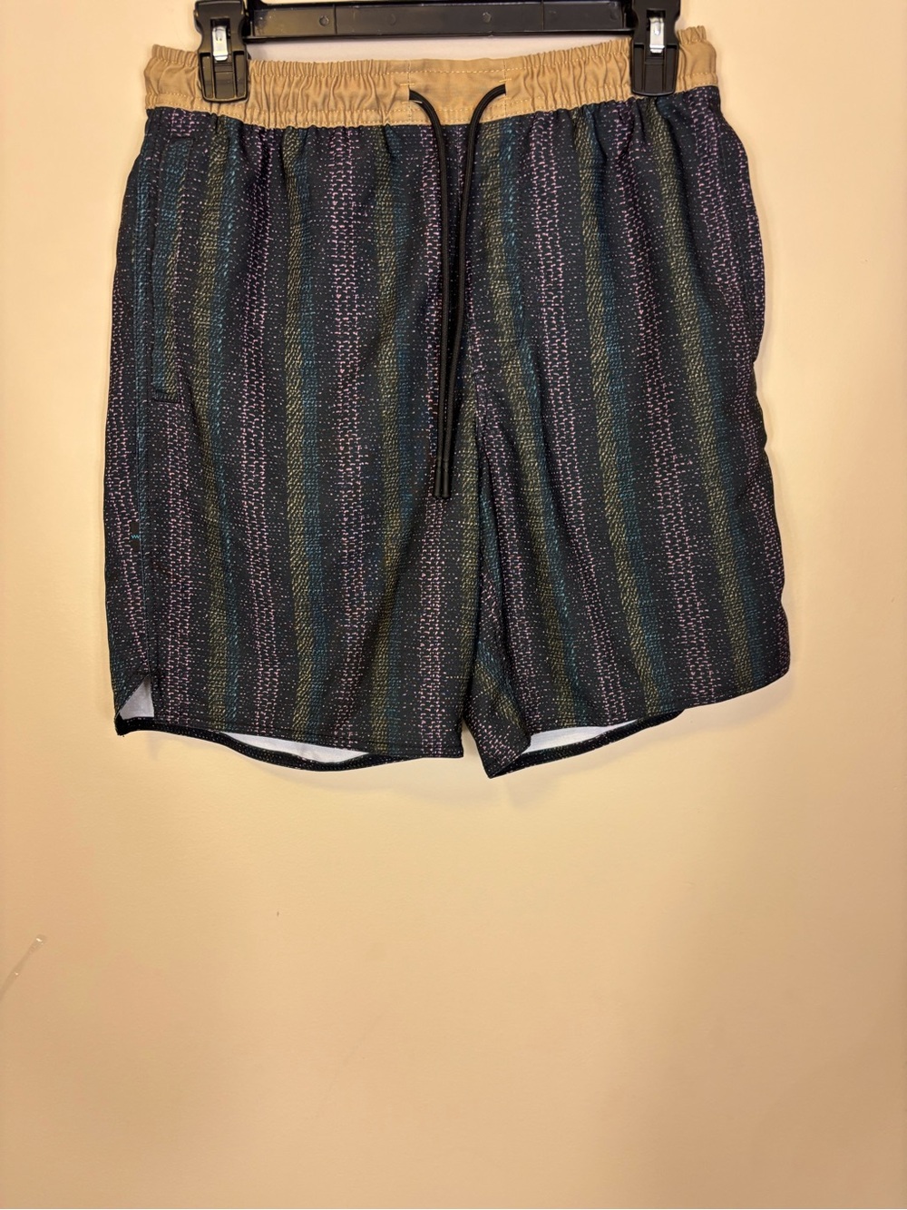 Stance Swim Shorts in Black with Green & Purple Stripes Men’s Small